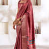 Comely Maroon Digital Printed Dola Silk Saree With Arresting Blouse Piece