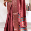 Comely Maroon Digital Printed Dola Silk Saree With Arresting Blouse Piece
