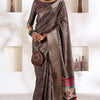 Phenomenal Grey Digital Printed Dola Silk Saree With Elegant Blouse Piece