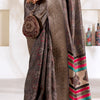 Phenomenal Grey Digital Printed Dola Silk Saree With Elegant Blouse Piece