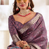 Marvellous Lavender Digital Printed Dola Silk Saree With Ravishing Blouse Piece