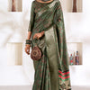 Beauteous Green Digital Printed Dola Silk Saree With Lassitude Blouse Piece
