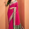Murmurous Dark Pink Patola Silk Saree with Woebegone Blouse Piece