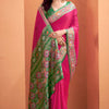 Murmurous Dark Pink Patola Silk Saree with Woebegone Blouse Piece
