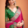Murmurous Dark Pink Patola Silk Saree with Woebegone Blouse Piece