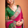 Murmurous Dark Pink Patola Silk Saree with Woebegone Blouse Piece