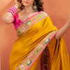 Splendiferous Yellow Patola Silk Saree with Precious Blouse Piece