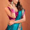 Unequalled Firozi Patola Silk Saree with Beautiful Blouse Piece