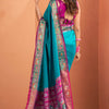 Unequalled Firozi Patola Silk Saree with Beautiful Blouse Piece