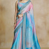 Woebegone Sky Soft Banarasi Silk Saree With Palimpsest Blouse Piece