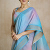 Woebegone Sky Soft Banarasi Silk Saree With Palimpsest Blouse Piece