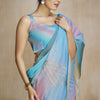 Woebegone Sky Soft Banarasi Silk Saree With Palimpsest Blouse Piece
