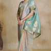 Enchanting Grey Soft Banarasi Silk Saree With Jubilant Blouse Piece