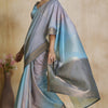 Ornate Grey and Sky Soft Banarasi Silk Saree With Supernal Blouse Piece