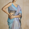 Ornate Grey and Sky Soft Banarasi Silk Saree With Supernal Blouse Piece
