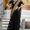 Classic Black Banarasi Satin Silk Saree With Exquisite Blouse