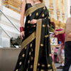 Classic Black Banarasi Satin Silk Saree With Exquisite Blouse