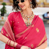 Scrupulous Dark Pink Banarasi Satin Silk Saree With Devastating Blouse