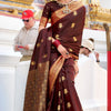Ravishing Brown Banarasi Satin Silk Saree With Luxuriant Blouse