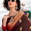 Ravishing Brown Banarasi Satin Silk Saree With Luxuriant Blouse