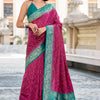 Girlish Wine Soft Banarasi Silk Saree With Stunner Blouse Piece