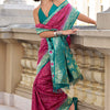 Girlish Wine Soft Banarasi Silk Saree With Stunner Blouse Piece