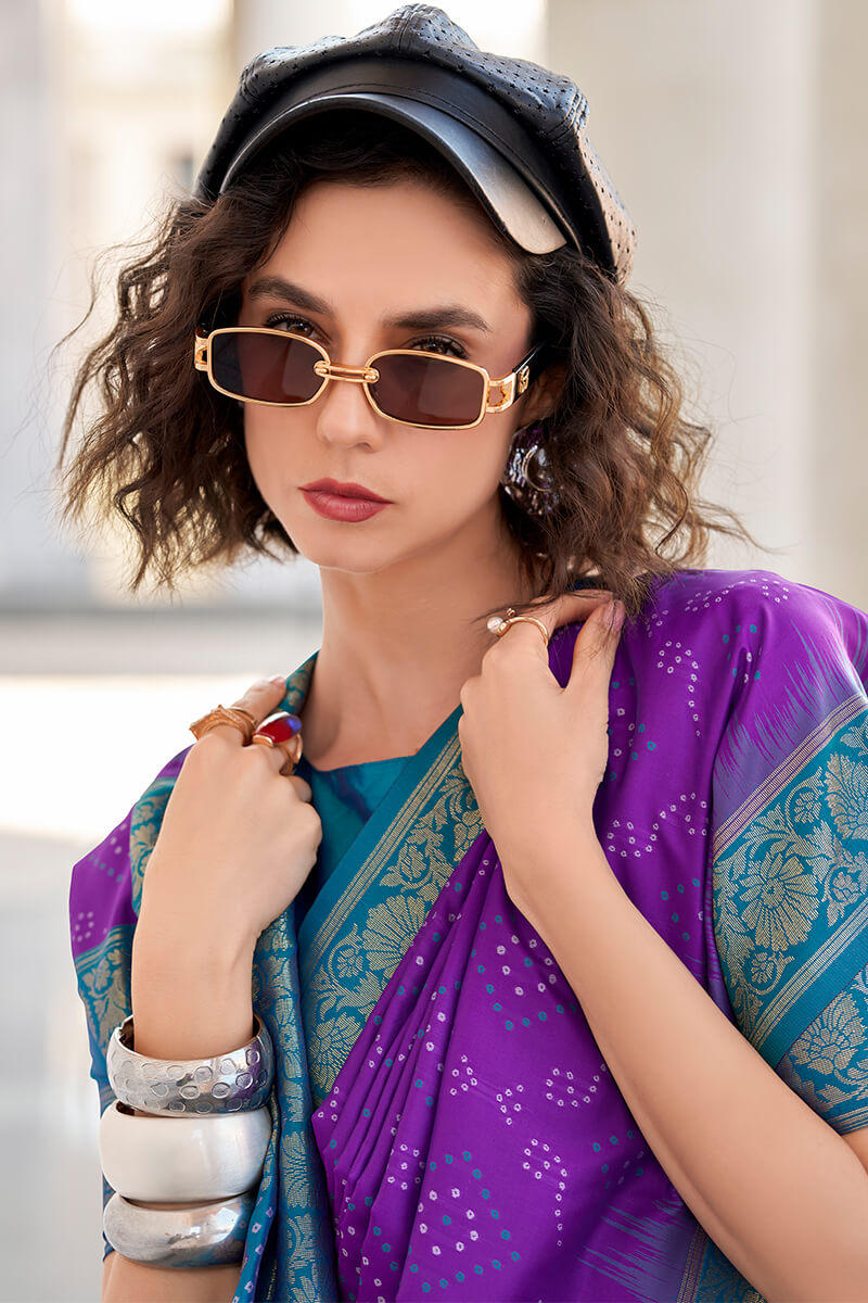 Gleaming Purple Soft Banarasi Silk Saree With Dulcet Blouse Piece