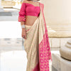 Vibrant Beige Soft Banarasi Silk Saree With Magnetic Blouse Piece