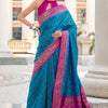 Delightful Blue Soft Banarasi Silk Saree With Gratifying Blouse Piece