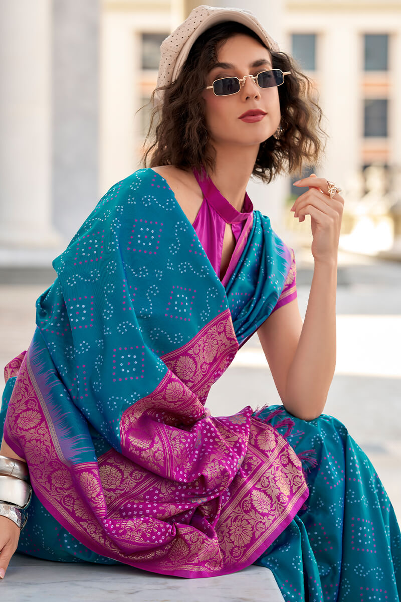 Delightful Blue Soft Banarasi Silk Saree With Gratifying Blouse Piece