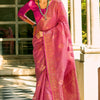 Ravishing Dark Pink Soft Banarasi Tissue Silk Saree With Inspiring Blouse Piece