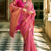 Ravishing Dark Pink Soft Banarasi Tissue Silk Saree With Inspiring Blouse Piece