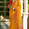 Ailurophile Yellow Soft Banarasi Tissue Silk Saree With Ebullience Blouse Piece