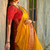 Ailurophile Yellow Soft Banarasi Tissue Silk Saree With Ebullience Blouse Piece