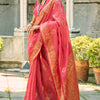 Murmurous Pink Soft Banarasi Tissue Silk Saree With Vestigial Blouse Piece