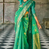 Enthralling Green Soft Banarasi Tissue Silk Saree With Glamorous Blouse Piece