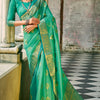 Enthralling Green Soft Banarasi Tissue Silk Saree With Glamorous Blouse Piece