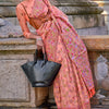Smart Peach Pashmina saree With Majesty Blouse Piece