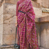 Surreptitious Wine Pashmina saree With Confounding Blouse Piece