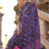 Symmetrical Royal Blue Pashmina saree With Delectable Blouse Piece