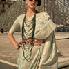 Effervescent Pista Soft Banarasi Silk Saree With Evanescent Blouse Piece