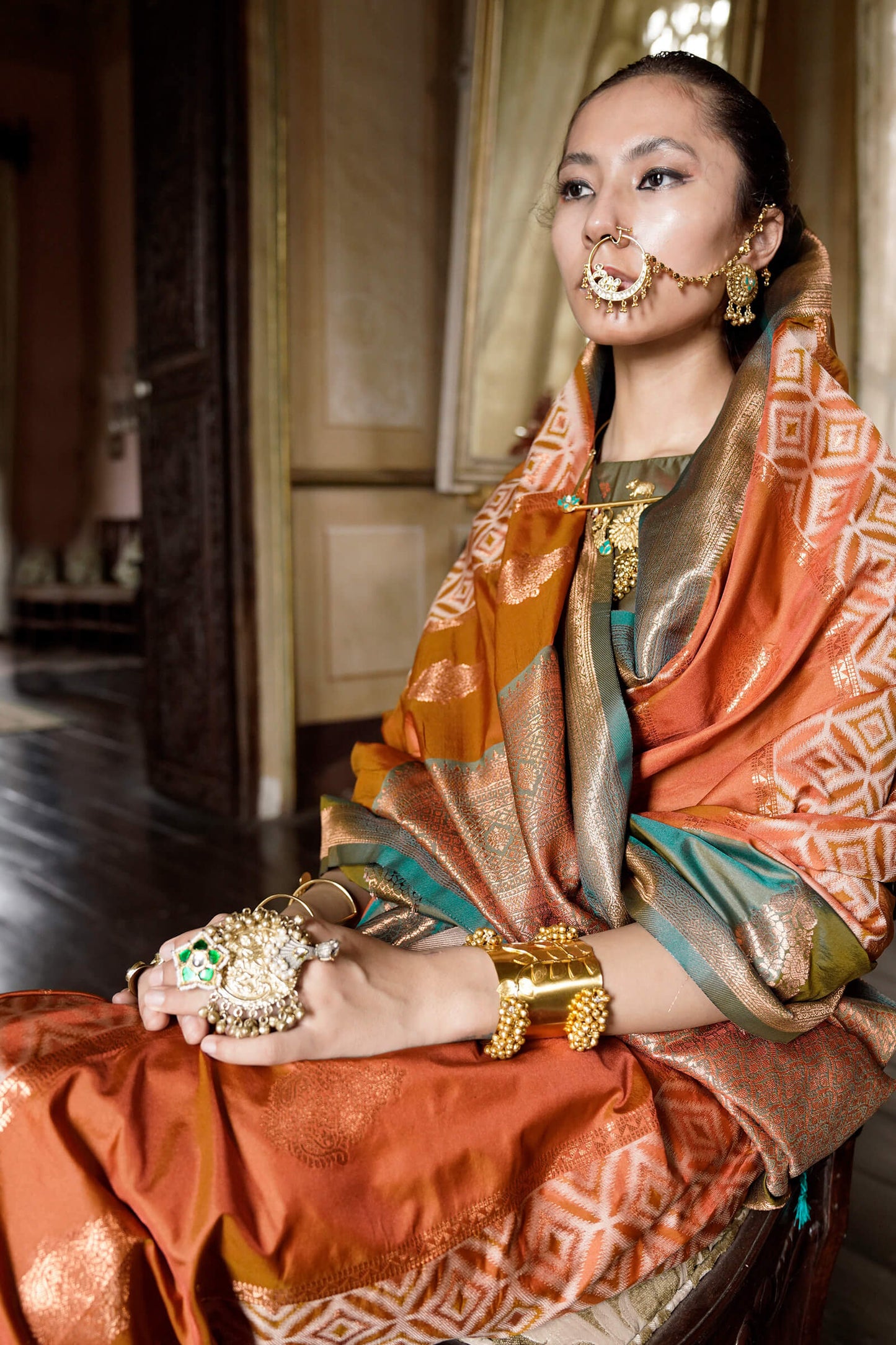 Gossamer Orange Soft Banarasi Silk Saree With Tantalizing Blouse Piece