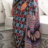 Precious Black Digital Printed Satin Silk Saree With Lovely Blouse Piece