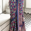 Gleaming Blue Digital Printed Satin Silk Saree With Deserving Blouse Piece