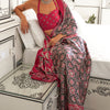 Stunner Grey Digital Printed Satin Silk Saree With Cynosure Blouse Piece