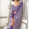Ephemeral Purple Digital Printed Satin Silk Saree With Nemesis Blouse Piece