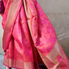 Stylish Dark Pink Organza Silk Saree With Smart Blouse Piece