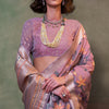 Supernal Lavender Cotton Silk Saree With Jubilant Blouse Piece
