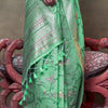 Embellished Turquoise Cotton Silk Saree With Tantalizing Blouse Piece