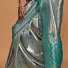 Demure Sea Green Kanjivaram Silk Saree With Ornate Blouse Piece